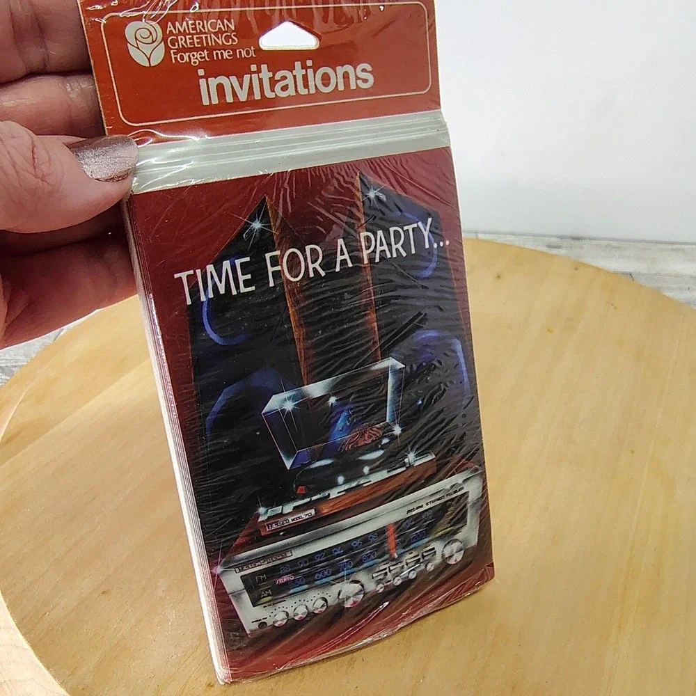 American Greetings 80s Party Invitations Retro Radio New Wave Sealed‎ Pack of 8